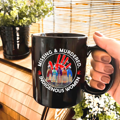 MMIW Red Hand Women Together Ceramic Mug - Native American Empowerment Mug