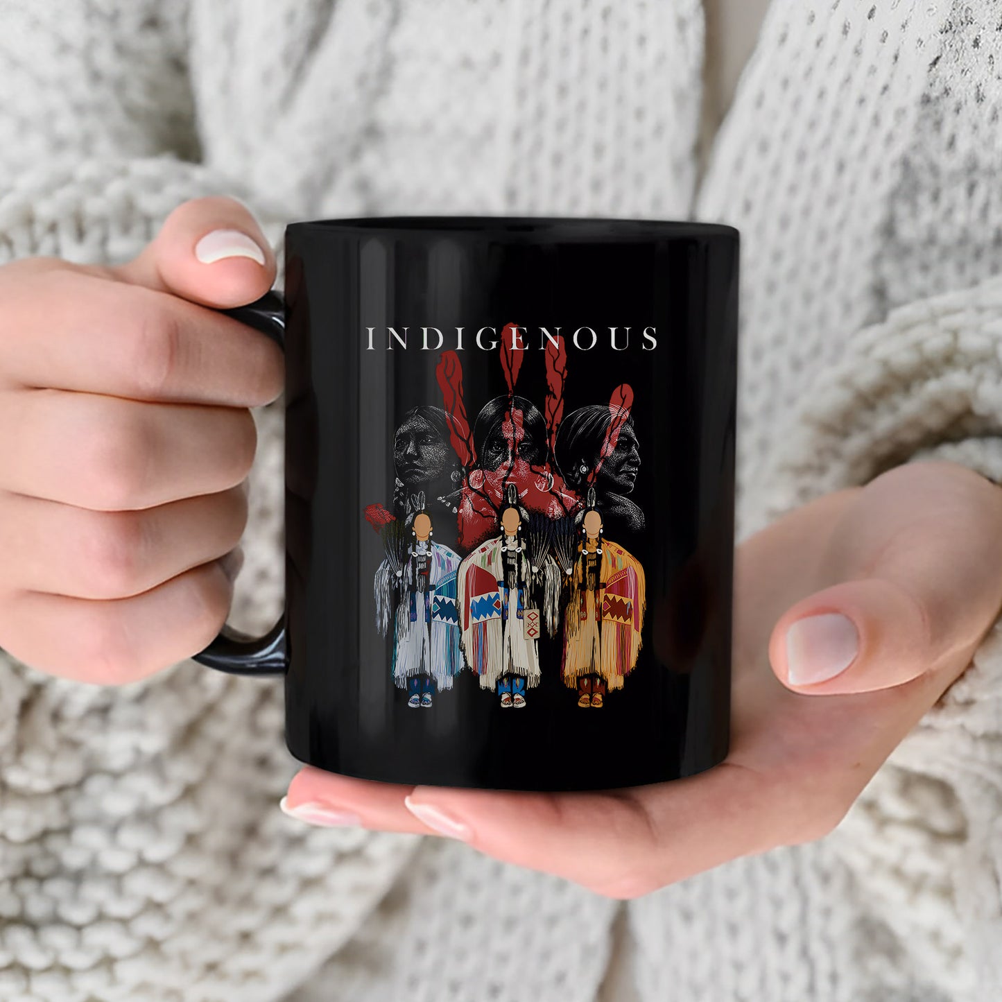 Indigenous Sisters Ceramic Coffee Mug - Empowerment Mug for Native American Women