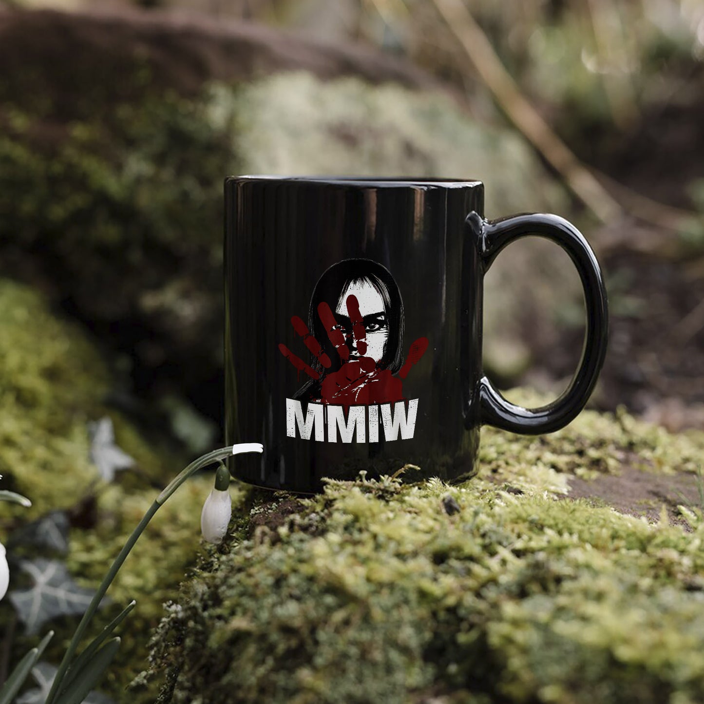 MMIW Red Hand Ceramic Coffee Mug - Empowerment Mug for Missing and Murdered Indigenous Women