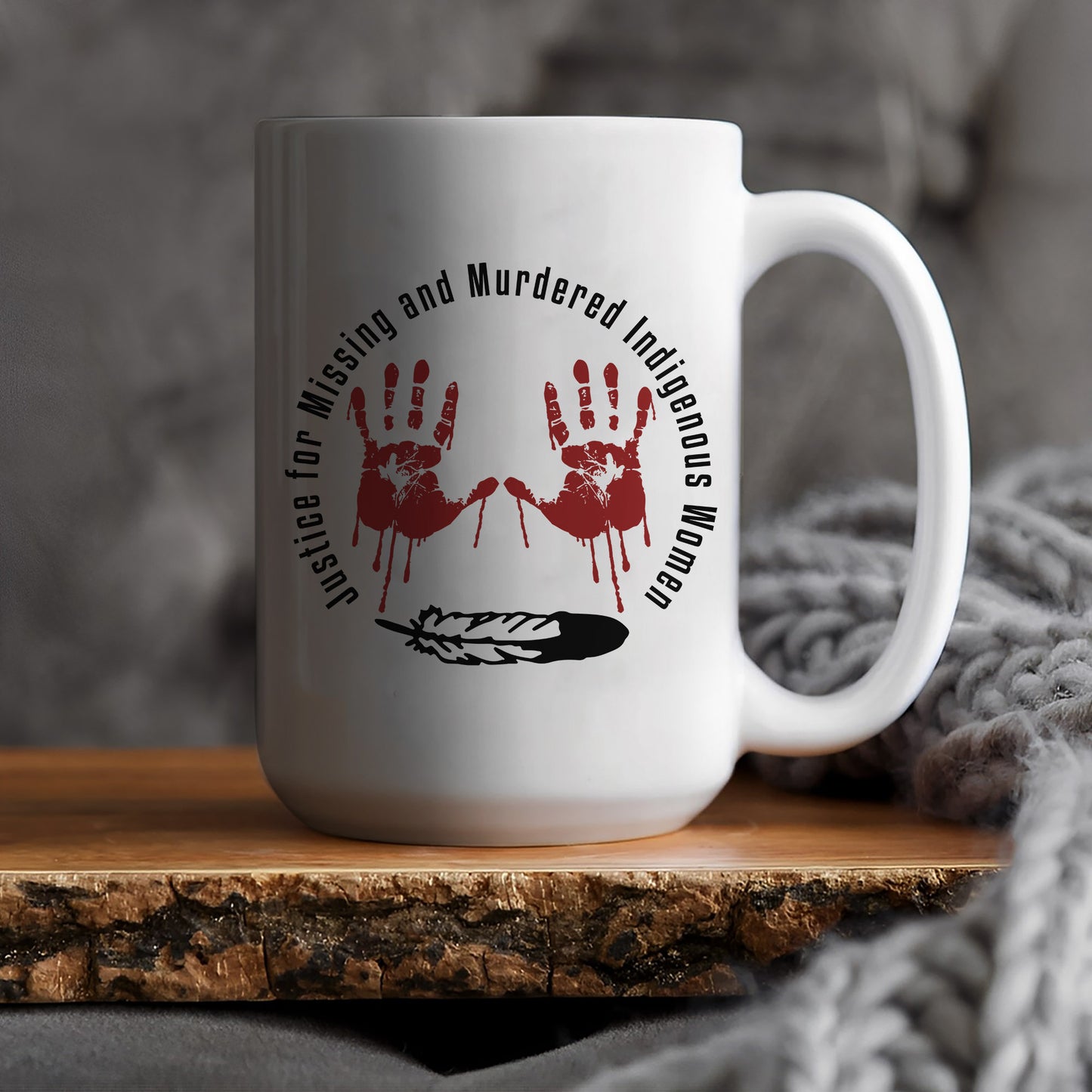 MMIW Justice For MMIW Red Hands Ceramic Coffee Mug