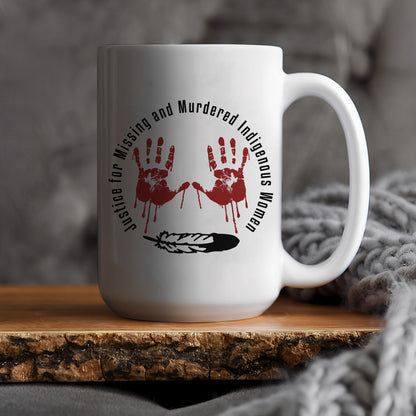 MMIW Justice For MMIW Red Hands Ceramic Coffee Mug