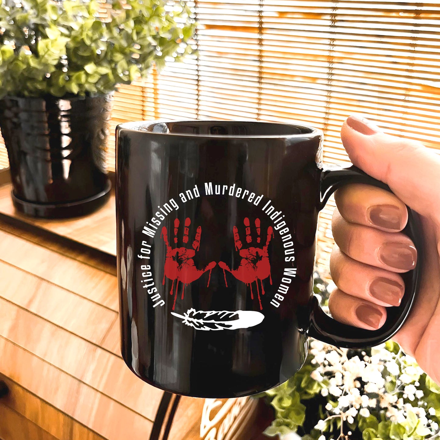 MMIW Justice For MMIW Red Hands Ceramic Coffee Mug