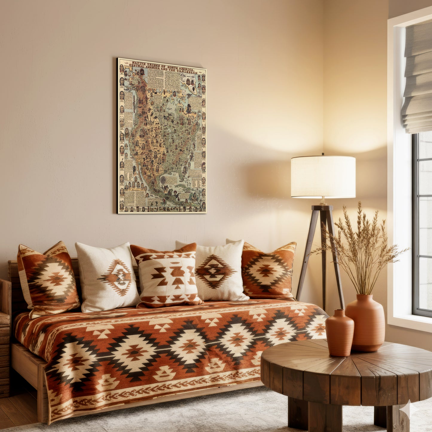 Native Tribes of North American central America and the Caribbean Maps Poster