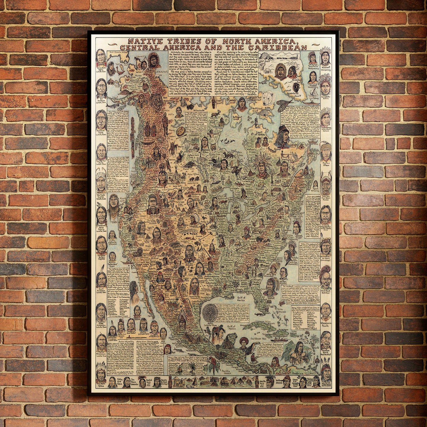 Native Tribes of North American central America and the Caribbean Maps Poster