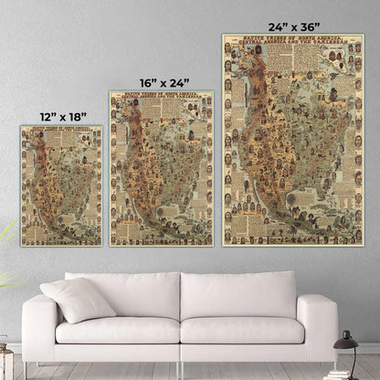 Native Tribes of North American central America and the Caribbean Maps Poster