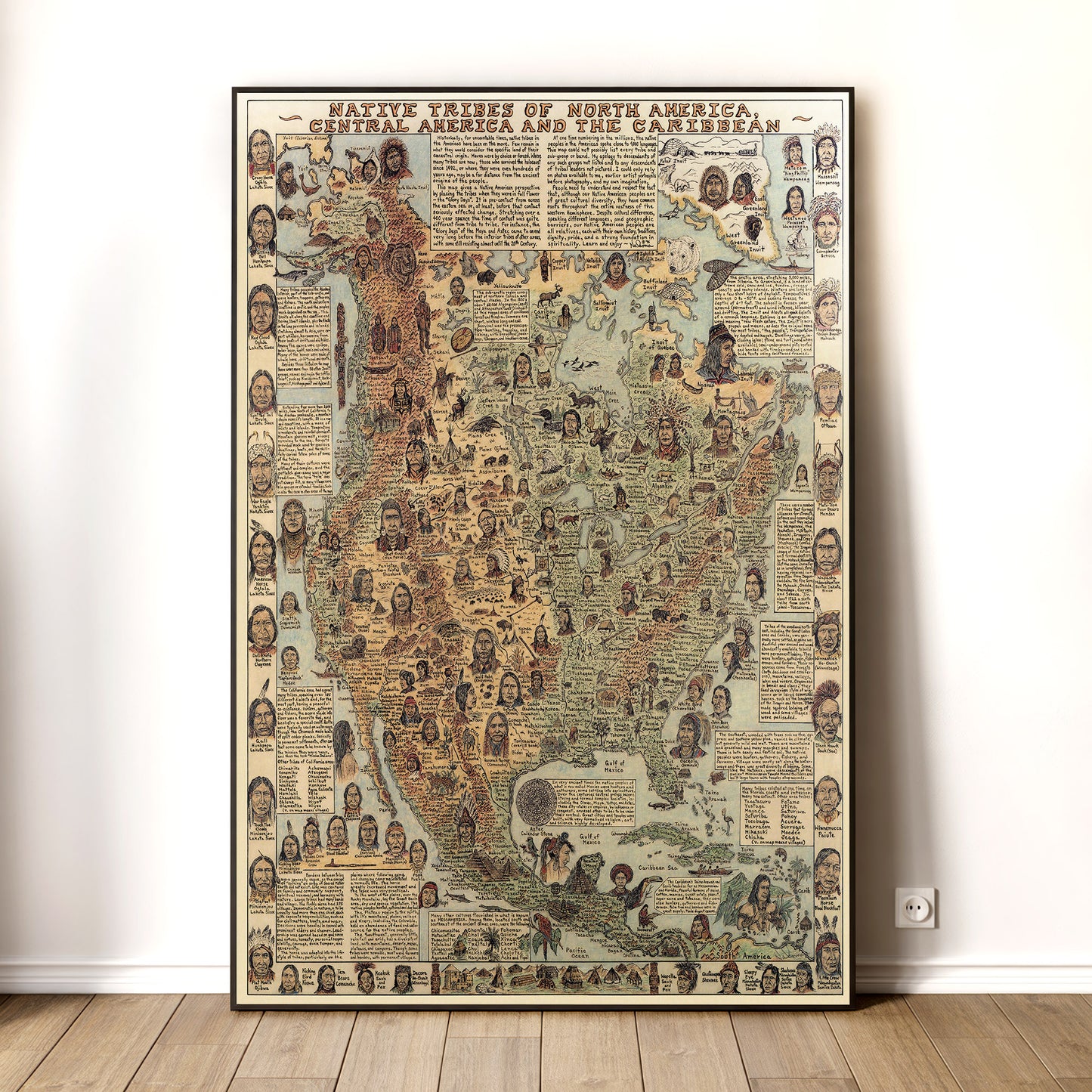 Native Tribes of North American central America and the Caribbean Maps Poster