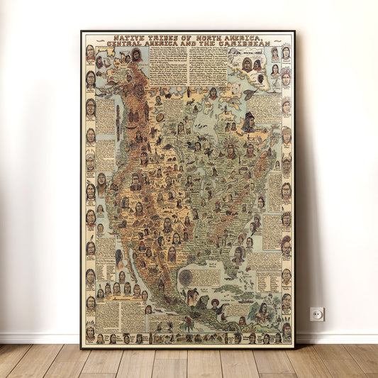 Native Tribes of North American central America and the Caribbean Maps Poster