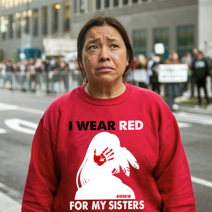 MMIW I Wear Red For My Sister, No More Stolen Sisters Shirts Red Hand Unisex T-Shirt/Hoodie/Sweatshirt