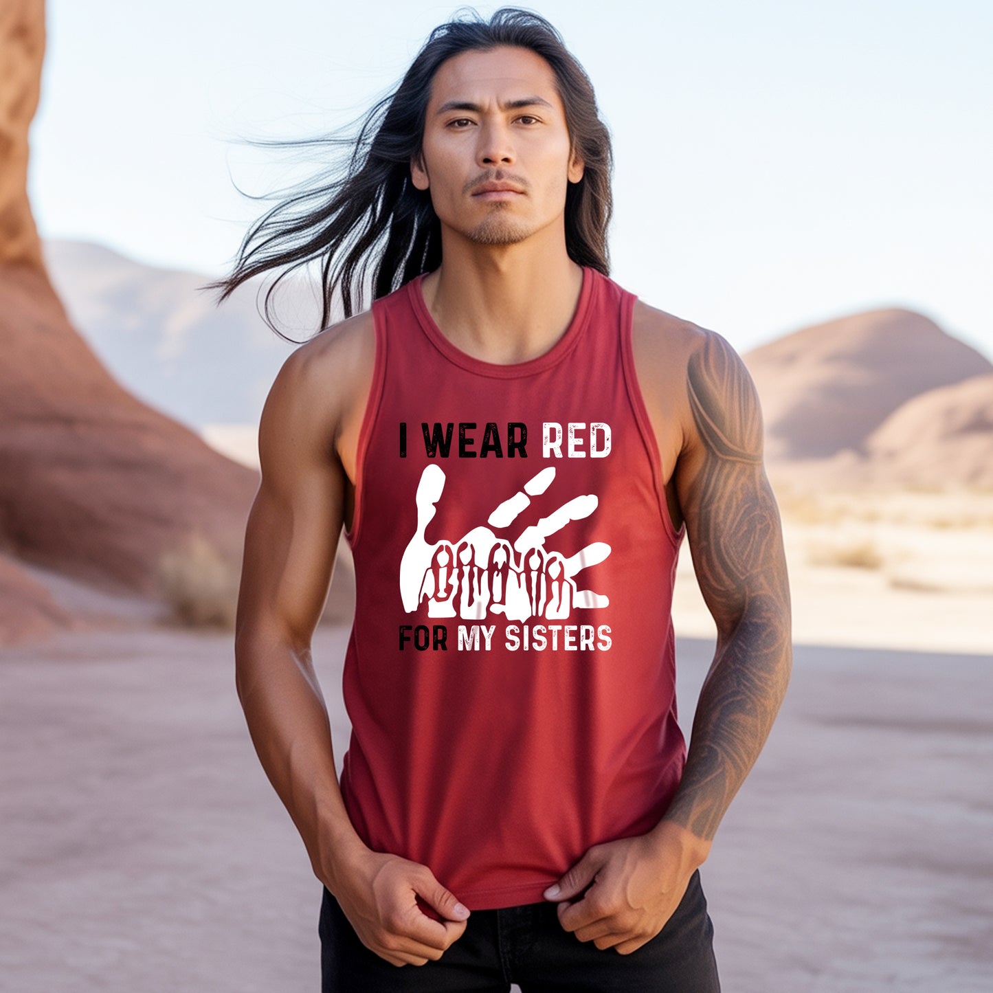 I Wear Red for My Sisters MMIW Awareness Unisex Tank Top