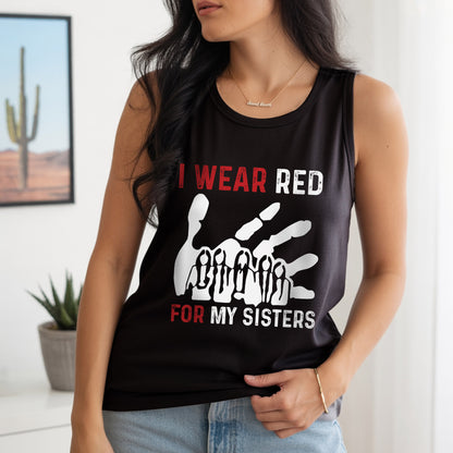 I Wear Red for My Sisters MMIW Awareness Unisex Tank Top