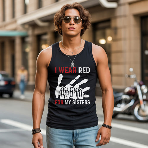 I Wear Red for My Sisters MMIW Awareness Unisex Tank Top