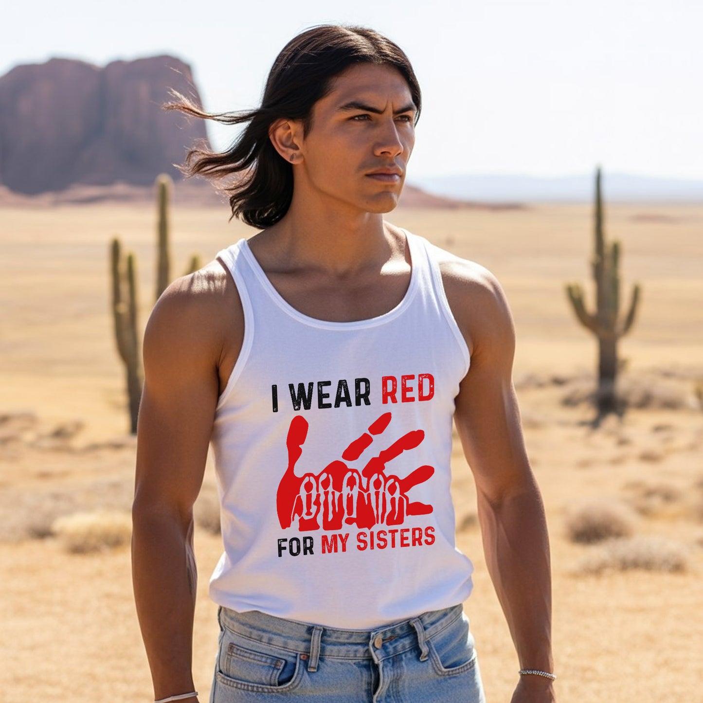 I Wear Red for My Sisters MMIW Awareness Unisex Tank Top
