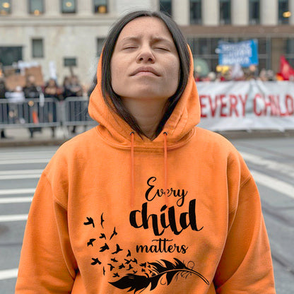 Every Child Matters Black Feather For Orange Day Unisex T-shirt/Hoodie/Sweatshirt 039