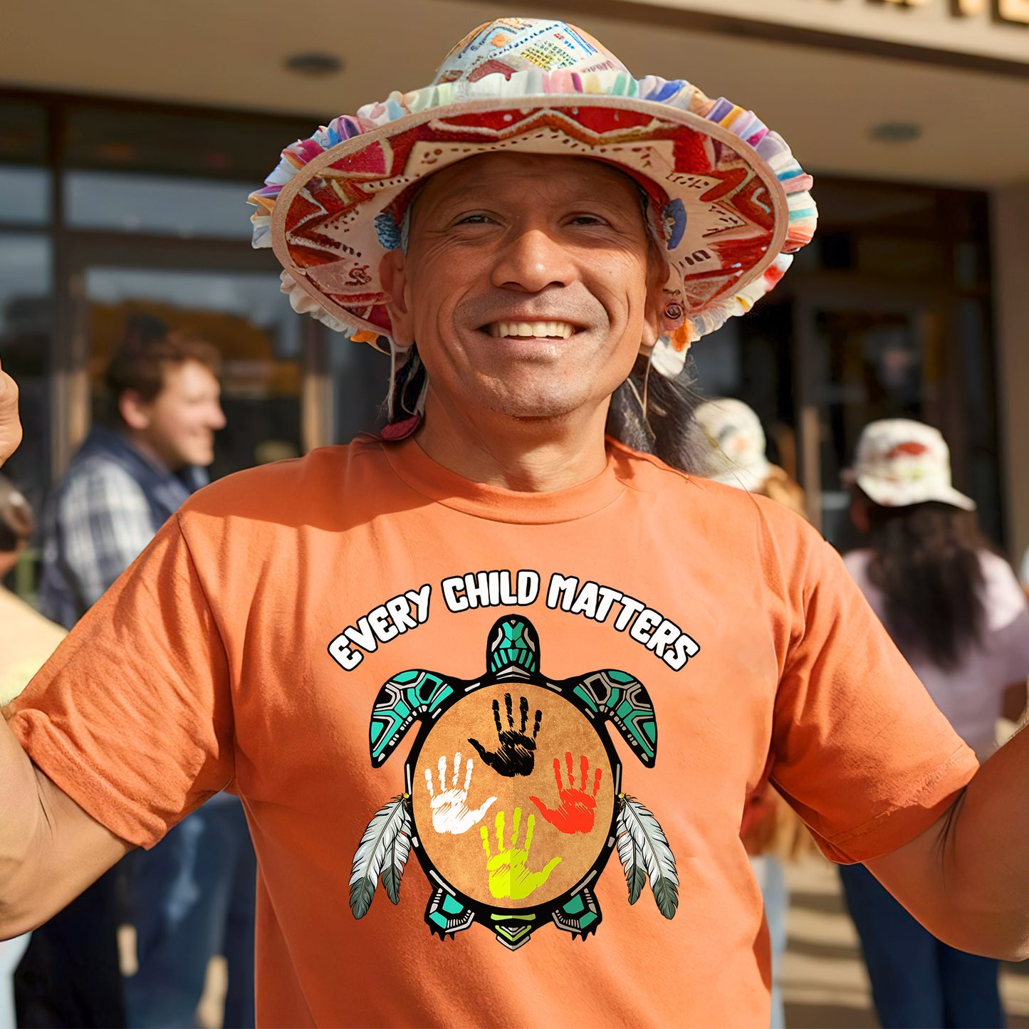 Every Child Matters Feather Hand Color On Turtle Unisex T-Shirt/Hoodie/Sweatshirt 067