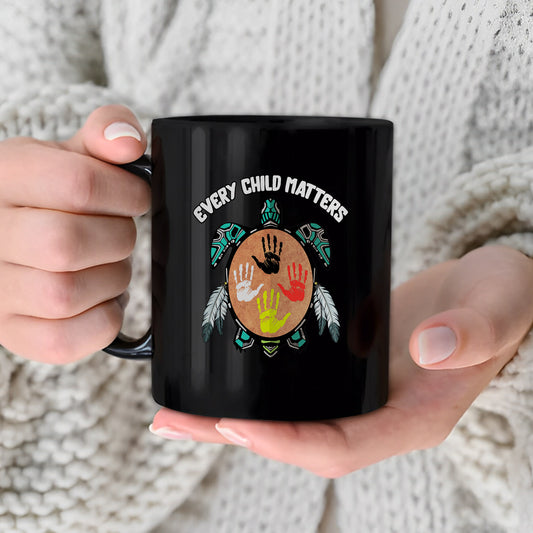 Every Child Matters Feather Hand Color On Turtle Ceramic Coffee Mug