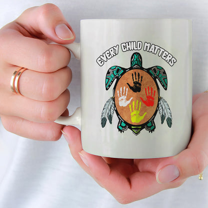 Every Child Matters Feather Hand Color On Turtle Ceramic Coffee Mug