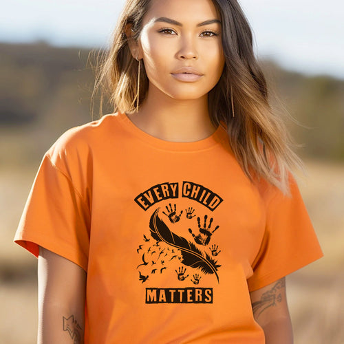 Every Child Matters Feather & Handprints For Orange Shirt Day Unisex T-Shirt/Hoodie/Sweatshirt 170