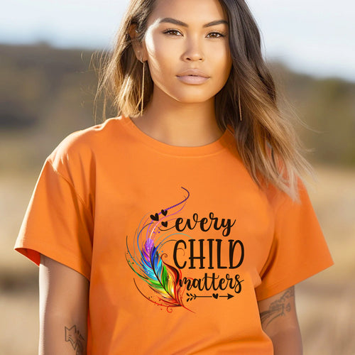 Every Child Matters Rainbow Feather For Orange Shirt Day Unisex T-Shirt/Hoodie/Sweatshirt 186