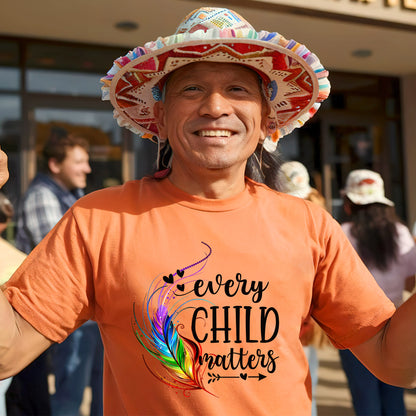 Every Child Matters Rainbow Feather For Orange Shirt Day Unisex T-Shirt/Hoodie/Sweatshirt 186