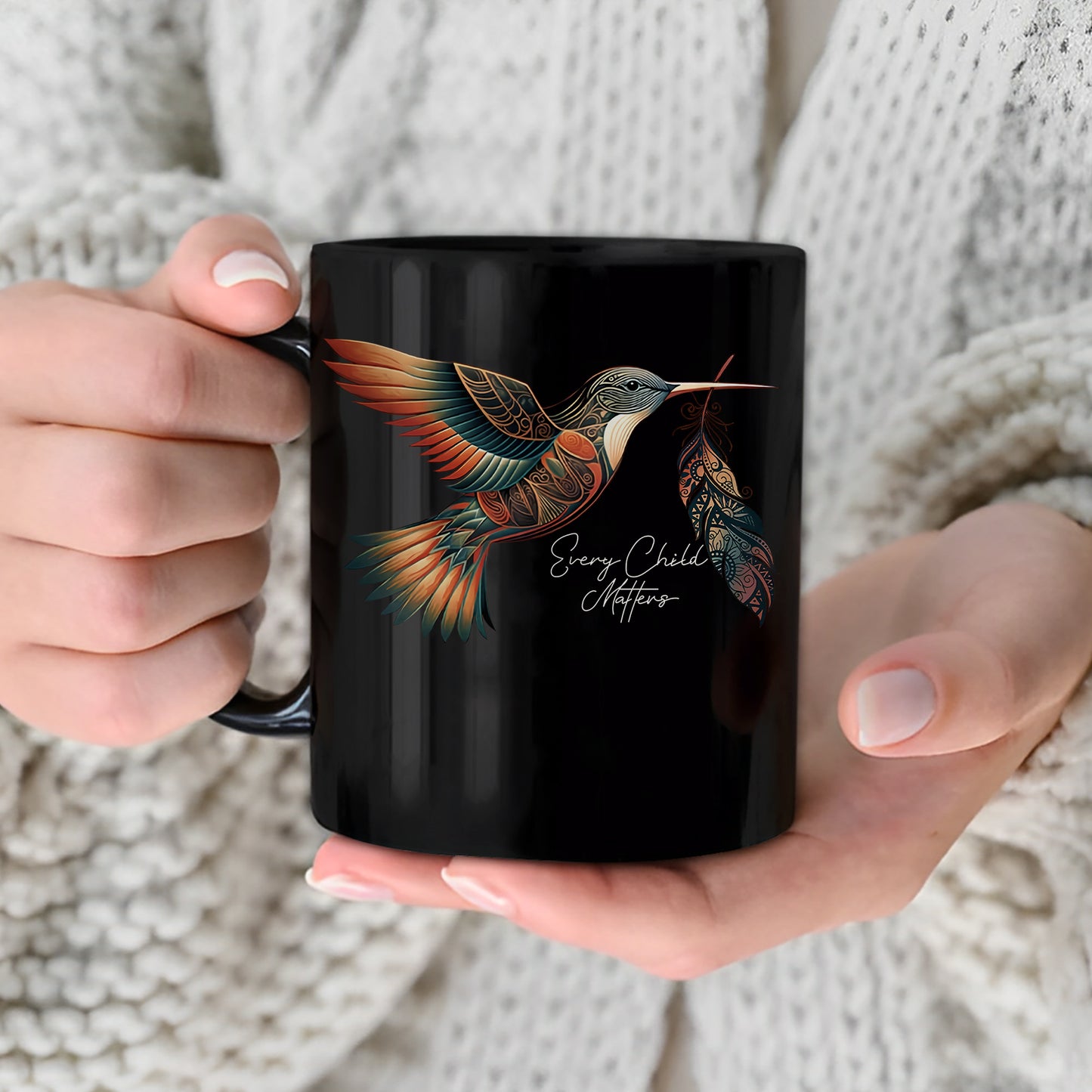 Every Child Matters Hummingbird Feather Native American Ceramic Coffee Mug