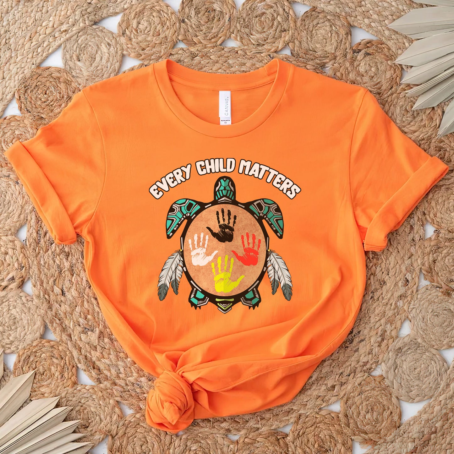 Every Child Matters Feather Hand Color On Turtle For Orange Shirt Day Unisex T-Shirt/Hoodie/Sweatshirt