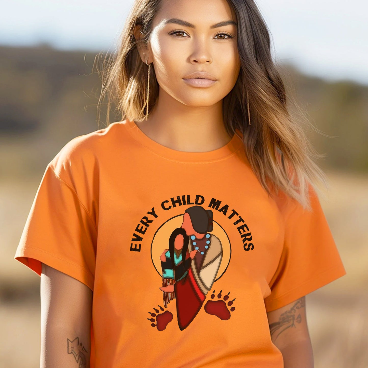 Every Child Matters Grandma With Niece Indigenous Orange Shirt Day Unisex T-Shirt/Hoodie/Sweatshirt