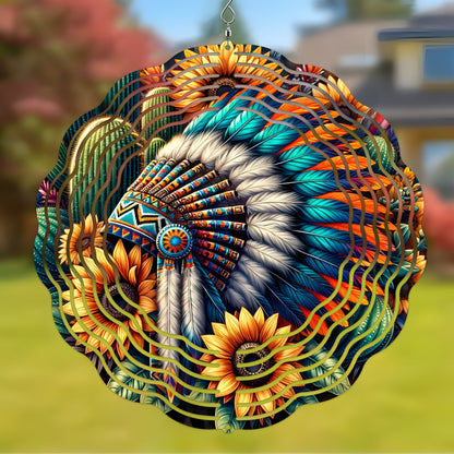 [COMBO 2 ] Colorful Wind Spinner Chief Headdress + Dreamcatcher Native American