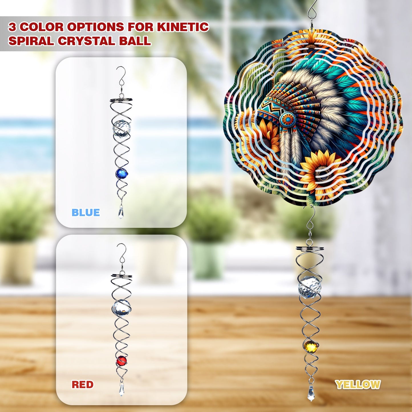 [COMBO 2 ] Colorful Wind Spinner Chief Headdress + Dreamcatcher Native American