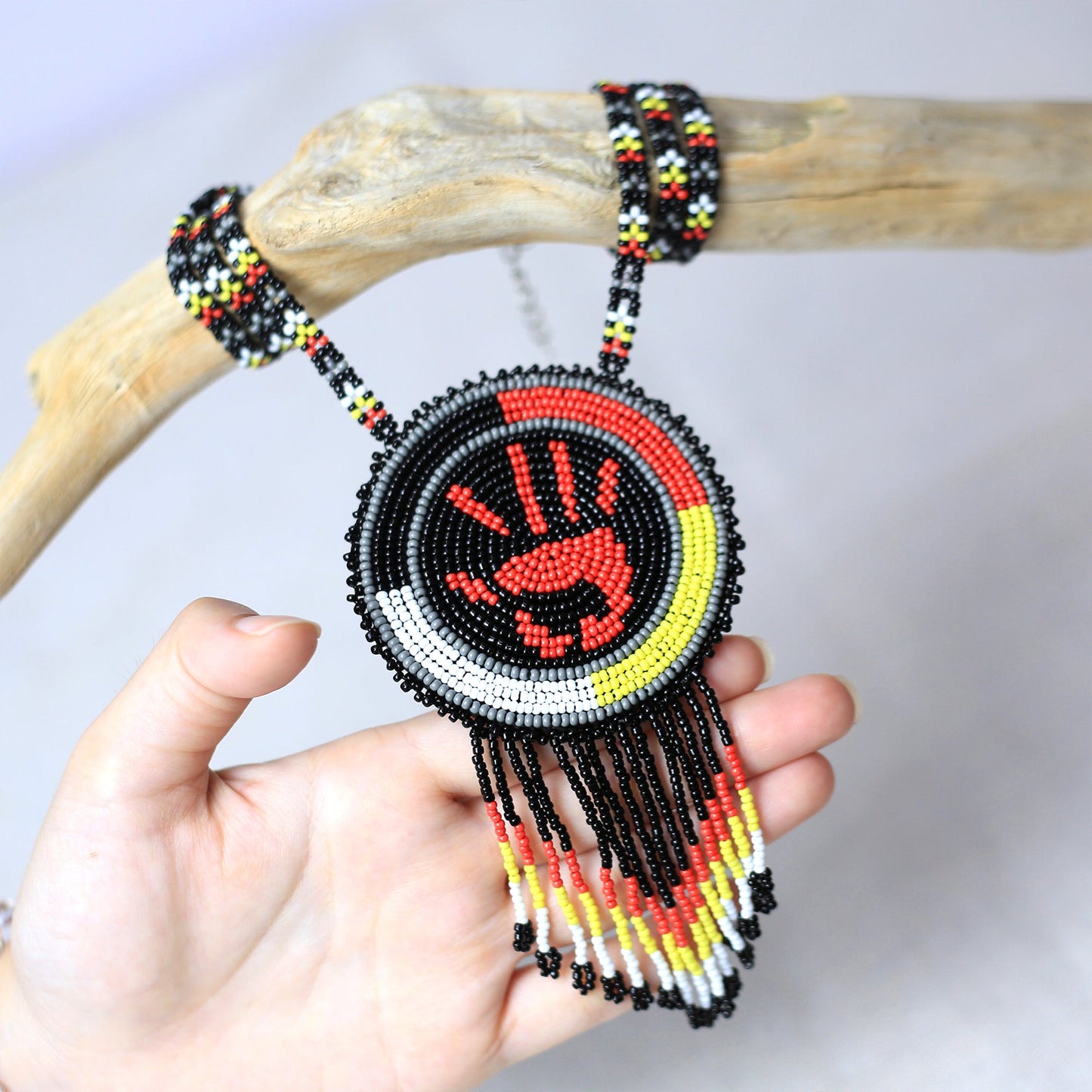 SALE 50% OFF - MMIW Handprint Beaded Choker Necklace Premium Native American Style