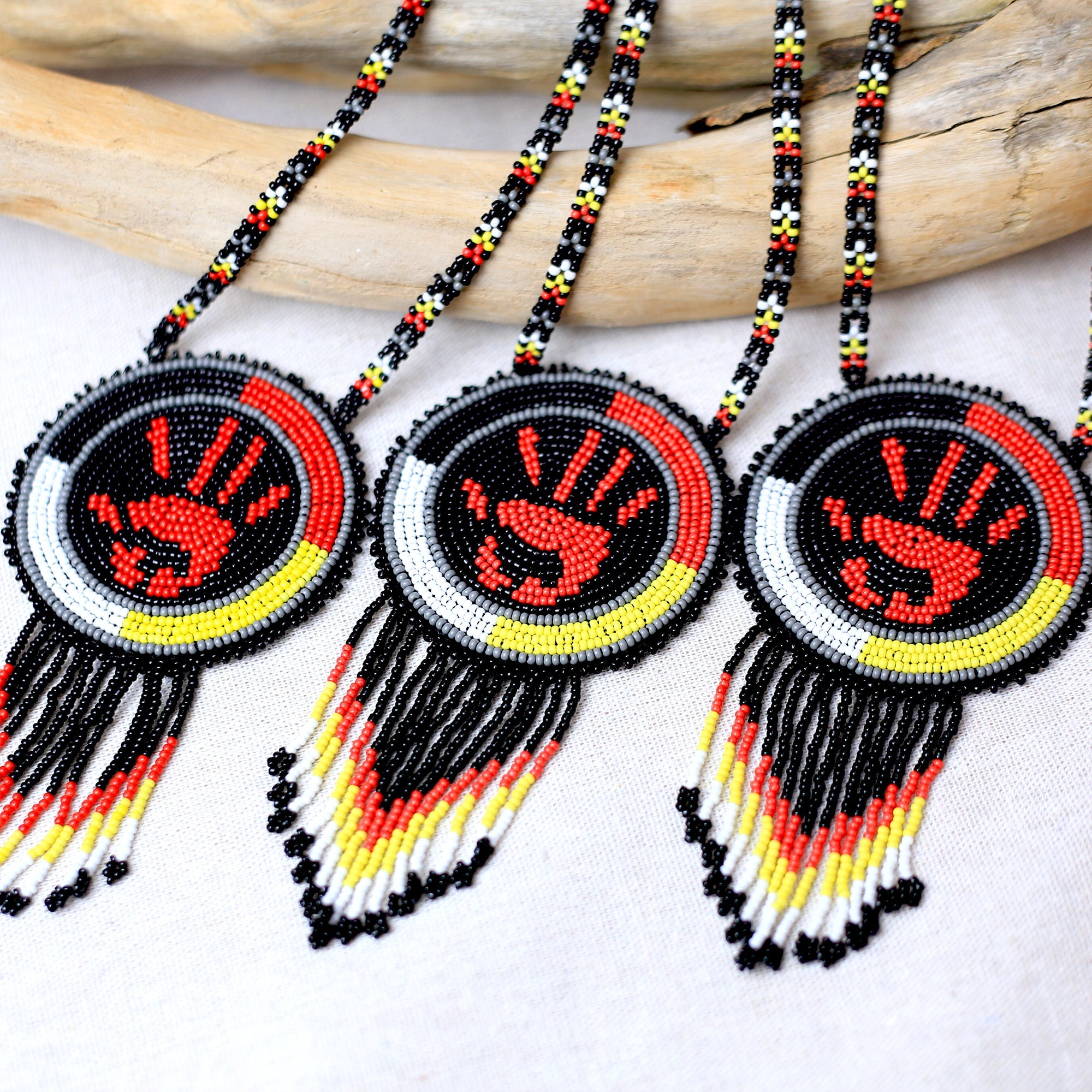 Native American Jewelry Handmade Beaded Designer cheapest Necklace Medallion Red