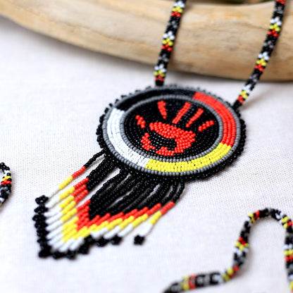 SALE 50% OFF - MMIW Handprint Beaded Choker Necklace Premium Native American Style