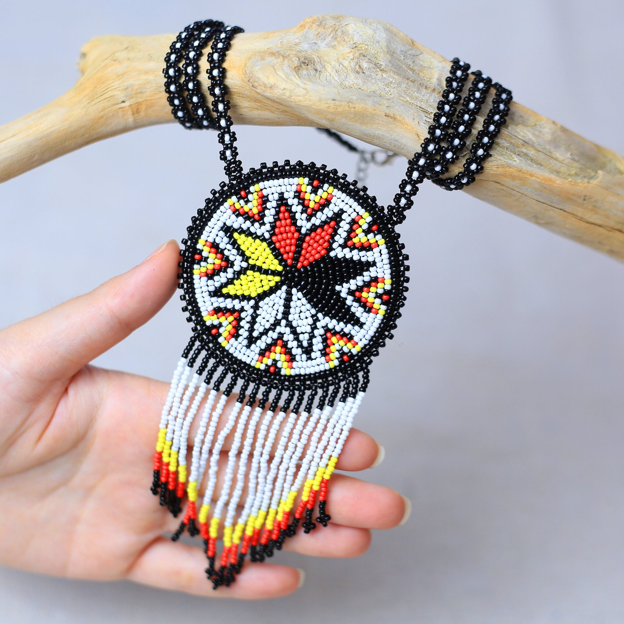 SALE 50% OFF - MMIW Medicine Wheel Star Long Handmade Beaded Premium  Necklace For Women Native American Style