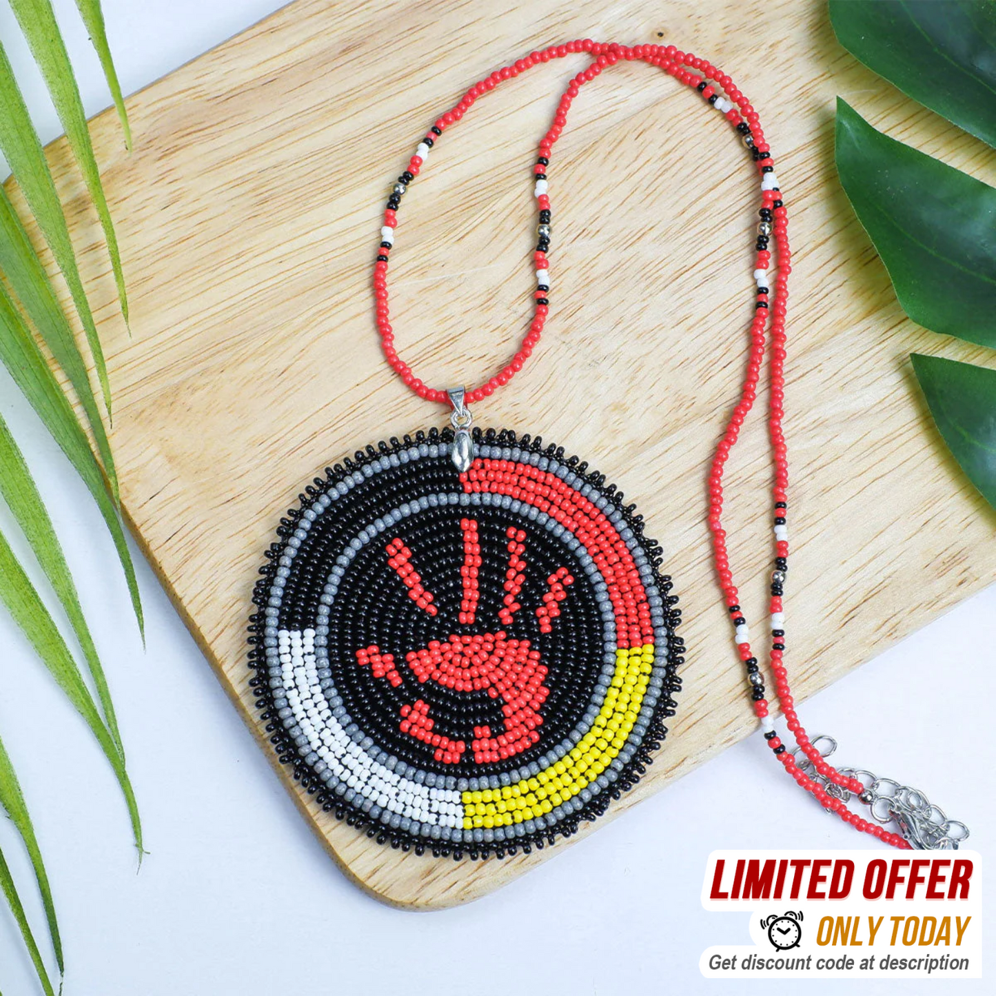 SALE 50% OFF - Indigenous Women Inspired Handmade Beaded Wire Pendant Necklace