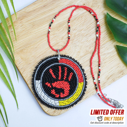 SALE 50% OFF - Indigenous Women Inspired Handmade Beaded Wire Pendant Necklace