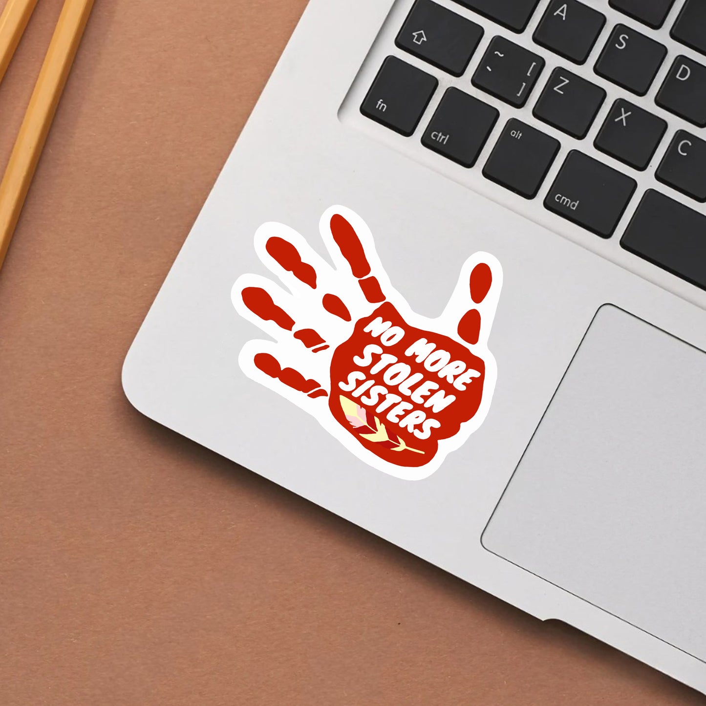 No More Stolen Sisters Car Decal - MMIW Awareness Red Hand Sticker