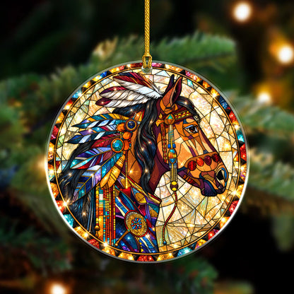 Native American Spirit Horse Stained Glass Acrylic Christmas Tree Decor