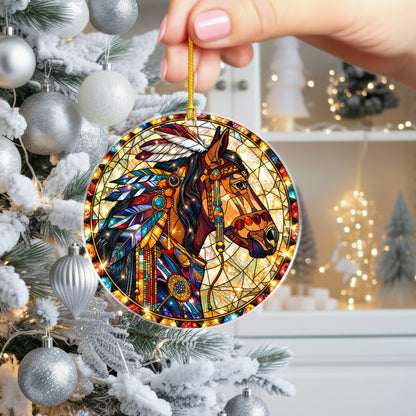 Native American Spirit Horse Stained Glass Acrylic Christmas Tree Decor