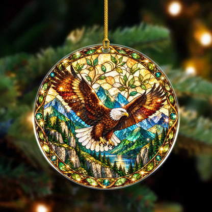 Bald Eagle Acrylic Ornament, Stained Glass Christmas Decor
