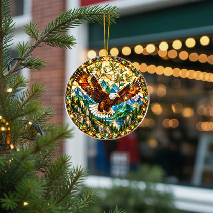 Bald Eagle Acrylic Ornament, Stained Glass Christmas Decor