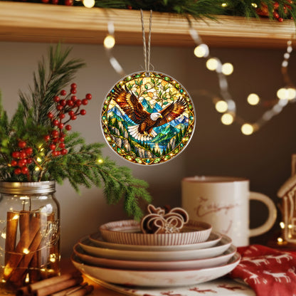 Bald Eagle Acrylic Ornament, Stained Glass Christmas Decor