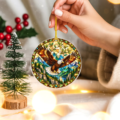 Bald Eagle Acrylic Ornament, Stained Glass Christmas Decor