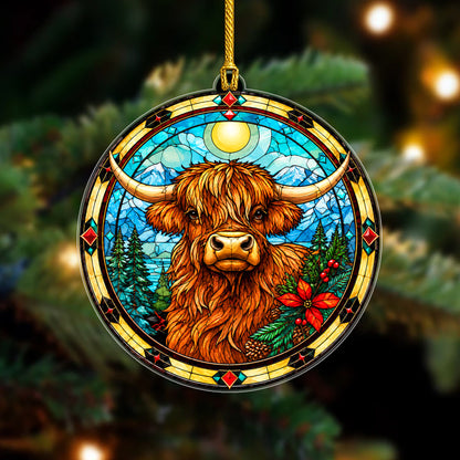 Native American Buffalo Stained Glass Acrylic Ornament