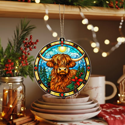 Native American Buffalo Stained Glass Acrylic Ornament