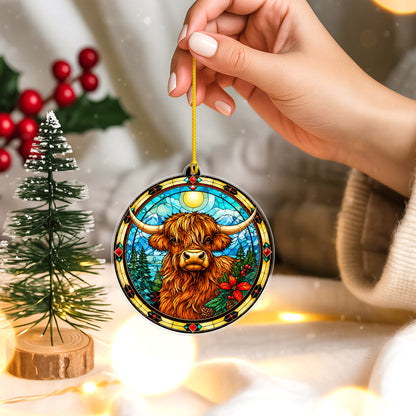 Native American Buffalo Stained Glass Acrylic Ornament