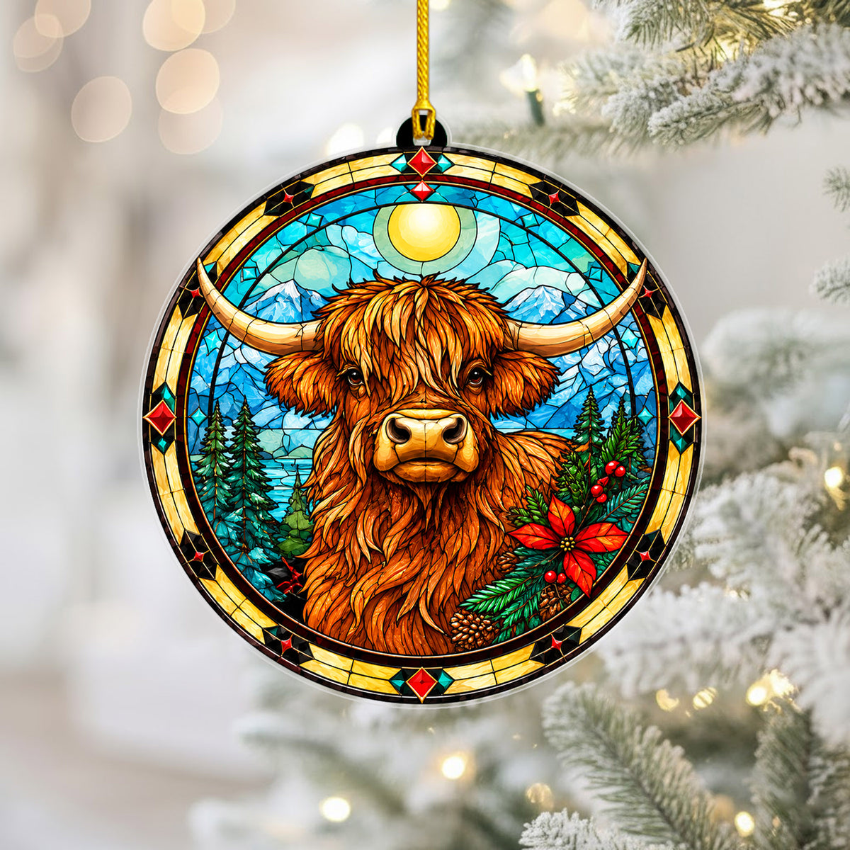 Native American Buffalo Stained Glass Acrylic Ornament