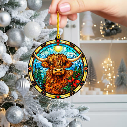 Native American Buffalo Stained Glass Acrylic Ornament