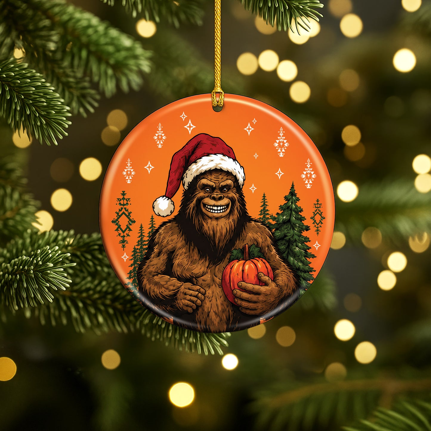 Bigfoot Christmas Ornament Ceramic Native Inspired Sasquatch Holiday Decoration Gift