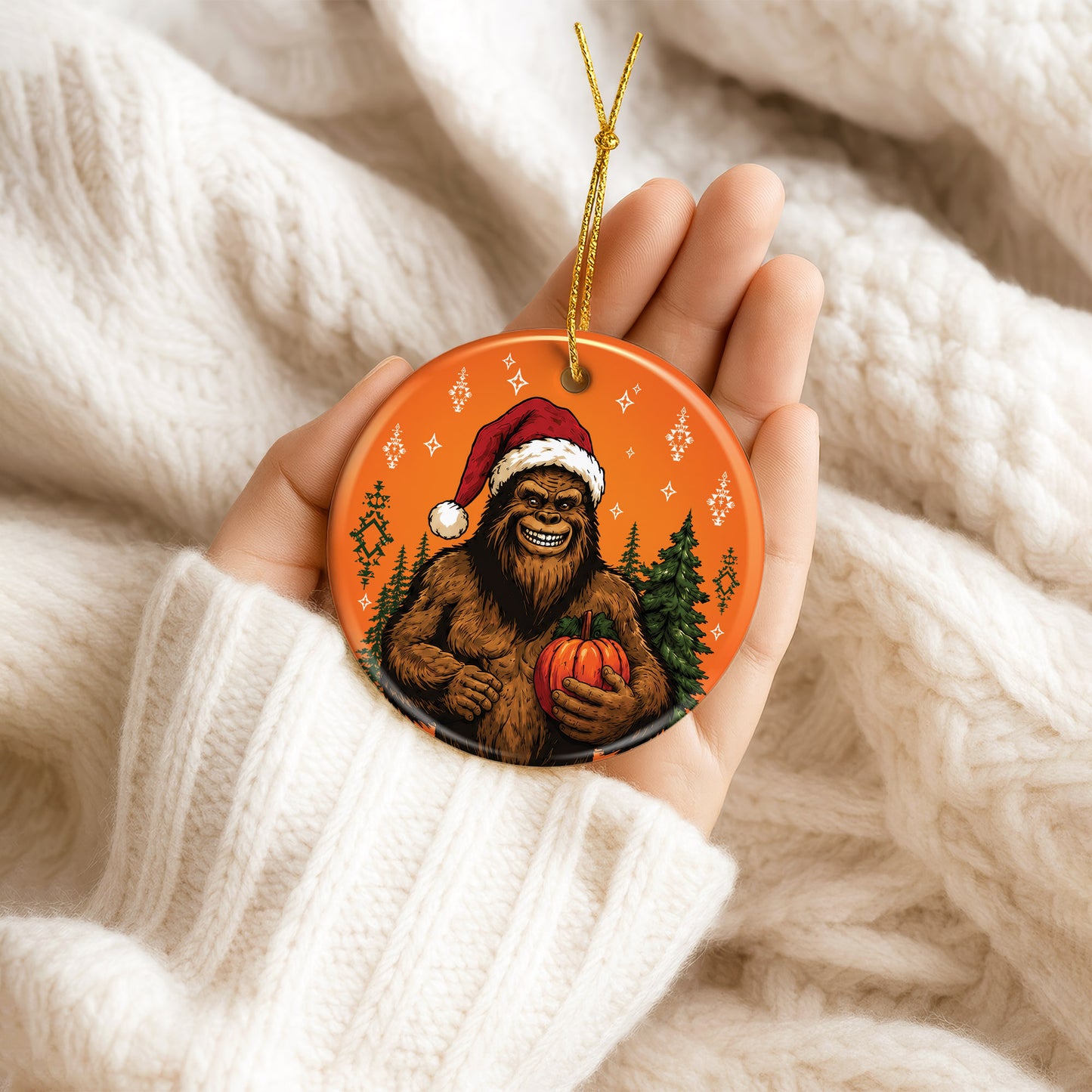 Bigfoot Christmas Ornament Ceramic Native Inspired Sasquatch Holiday Decoration Gift