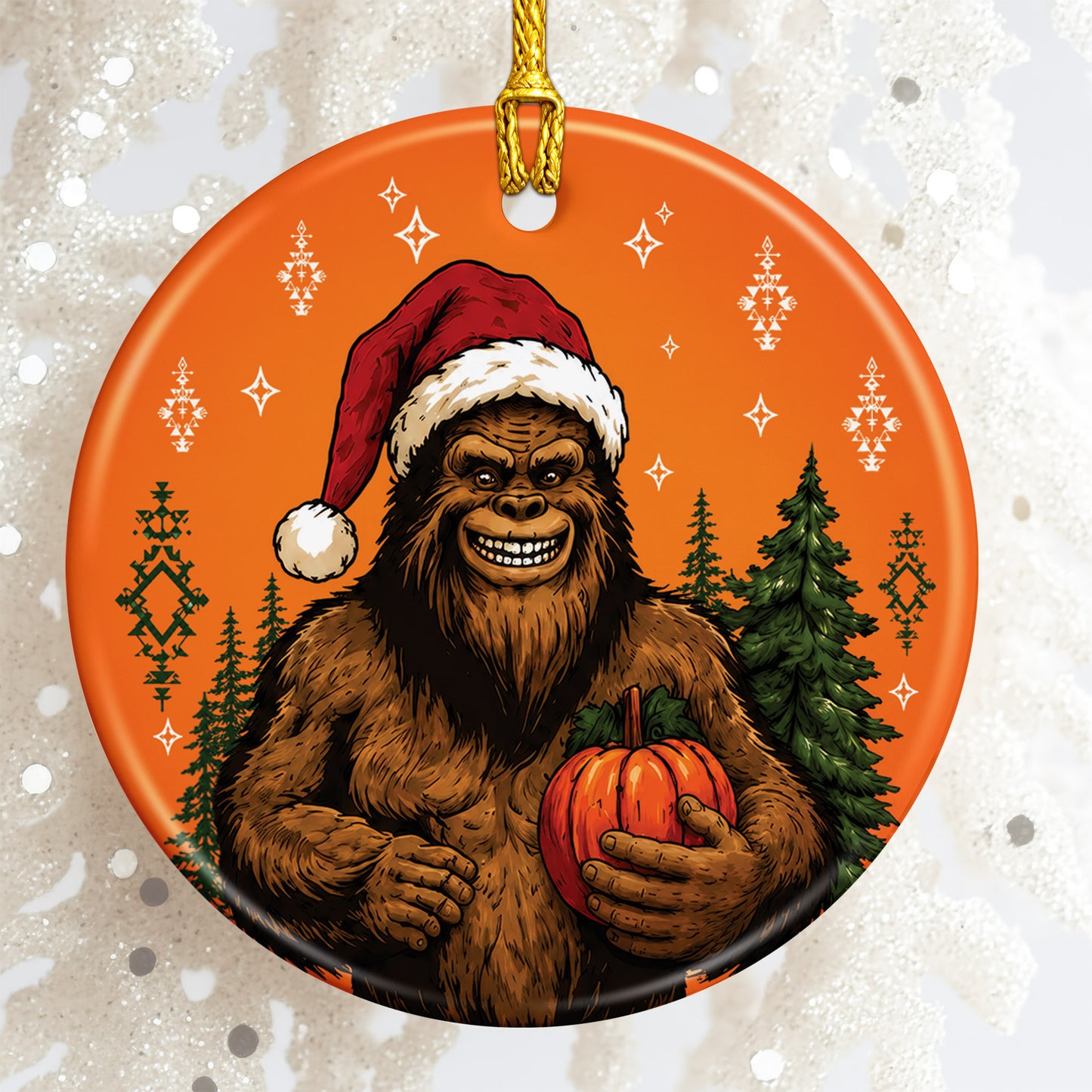 Bigfoot Christmas Ornament Ceramic Native Inspired Sasquatch Holiday Decoration Gift