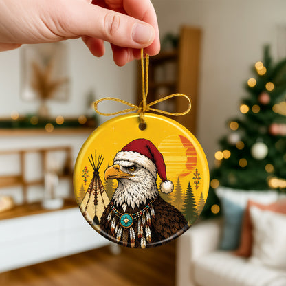 Native Inspired Eagle Christmas Ornament Ceramic Bald Eagle Holiday Tree Decoration Gift